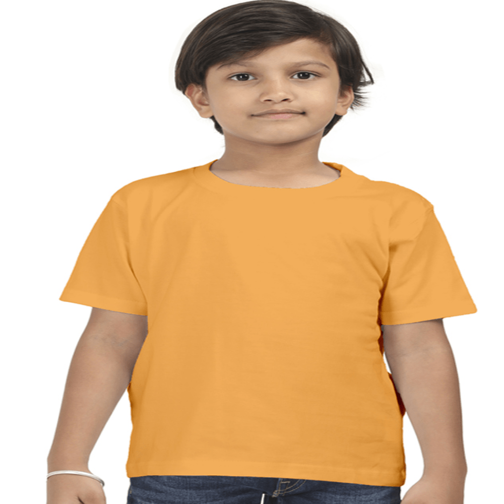 Boys Cotton T-Shirt Golden Yellow / 0-12M Qikink