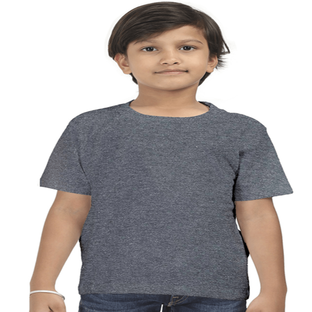 Boys Cotton T-Shirt Charcoal Melange / 0-12M Qikink