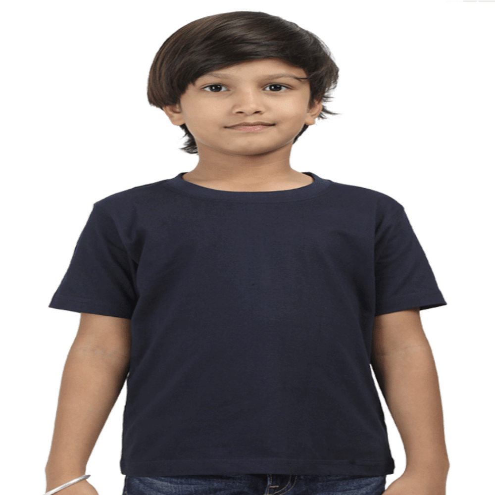 Boys Cotton T-Shirt Navy Blue / 0-12M Qikink