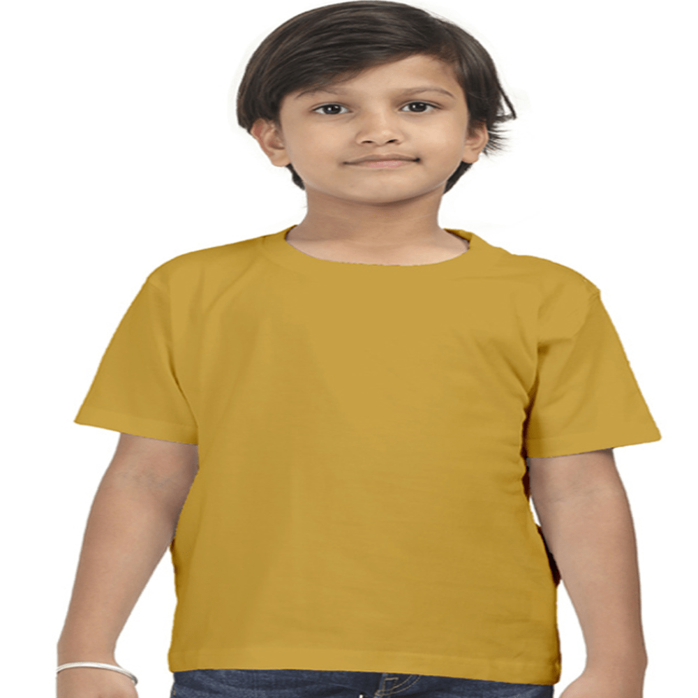 Boys Cotton T-Shirt Mustard Yellow / 0-12M Qikink