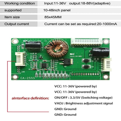 CA-255S Single Coil Universal Backlight Inverter Board 10-48 inch LED TV Onezeros.in