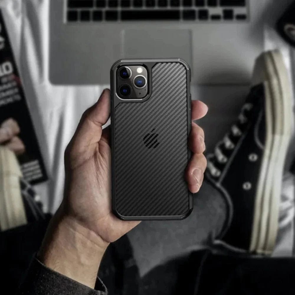 Carbon Fiber Design Phone Case for iPhone 11 Back Cover Black Onezeros.in