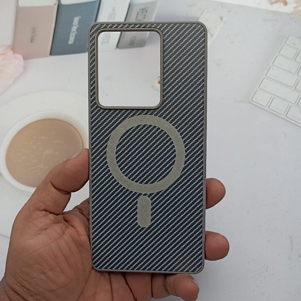 Carbon Fiber Megsafe Design Phone Case for Vivo Y200 Pro Back Cover Grey Onezeros.in