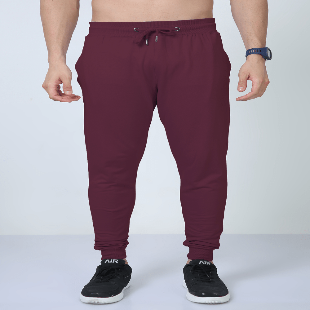 Cotton Joggers Track Pants for Unisex Maroon / S Qikink