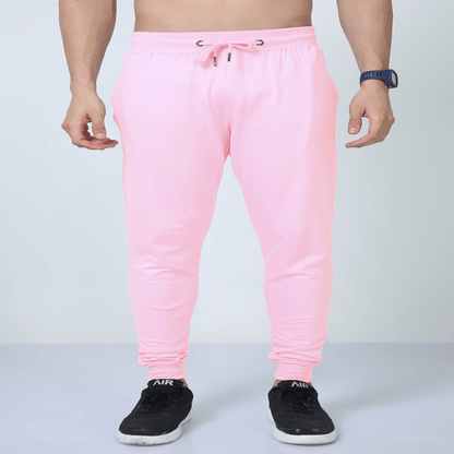 Cotton Joggers Track Pants for Unisex Light Baby Pink / S Qikink