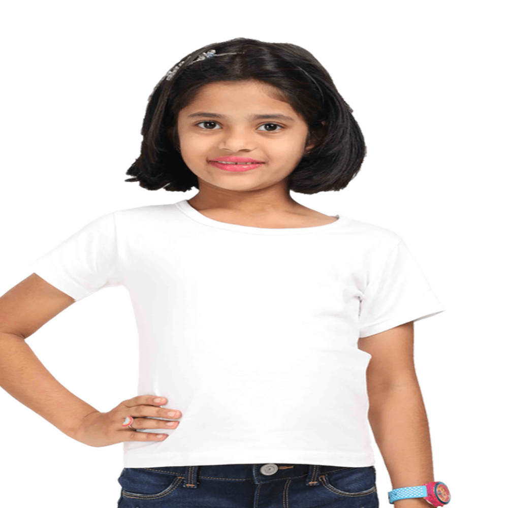 Girls Cotton T-Shirt White / 0-12M Qikink