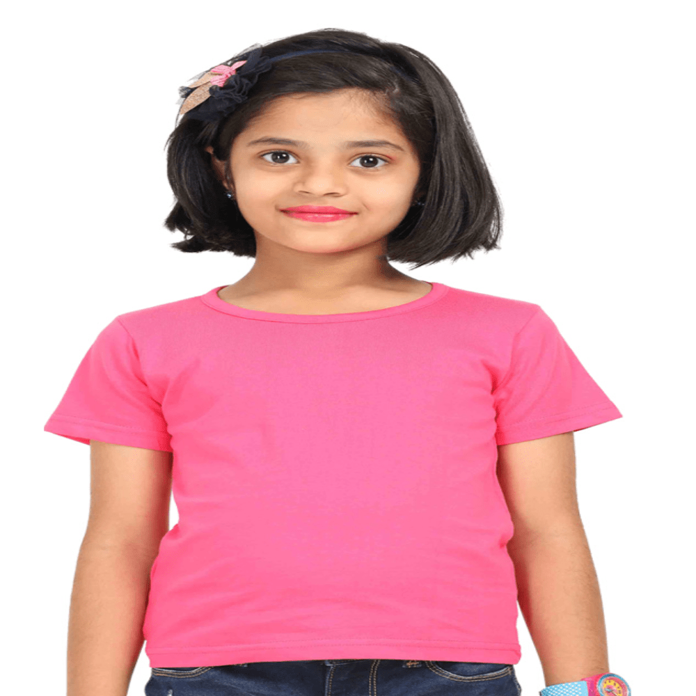 Girls Cotton T-Shirt Pink / 0-12M Qikink