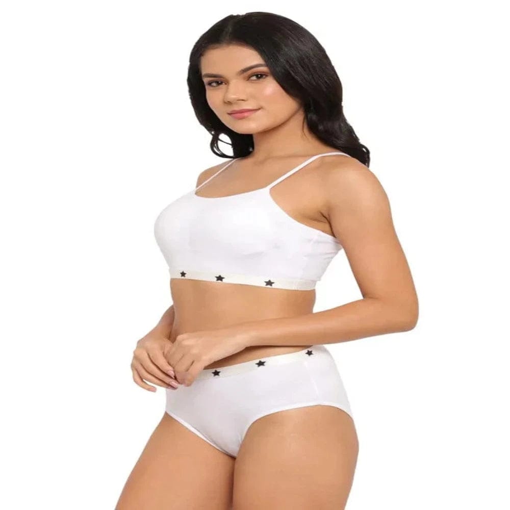 Girls Solid Lingerie Set - White Onezeros.in