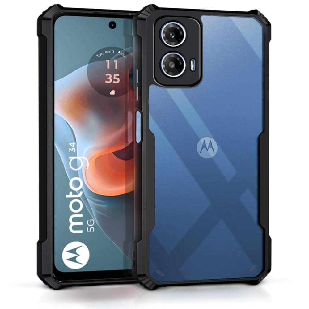 Hybrid Slim Transparent Phone Case For Moto G34 5G Back Cover Black Onezeros.in