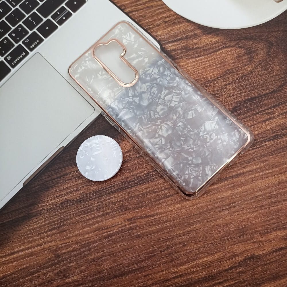 Marble Pattern Back Cover For Redmi Note 8 Pro Phone Case With Pop Up Holder White Onezeros.in