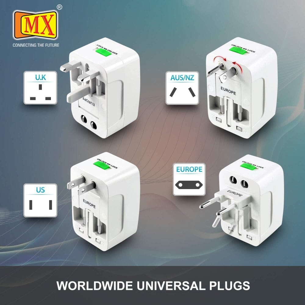 MX Universal Worldwide Travel Adapter with USB Port Onezeros.in