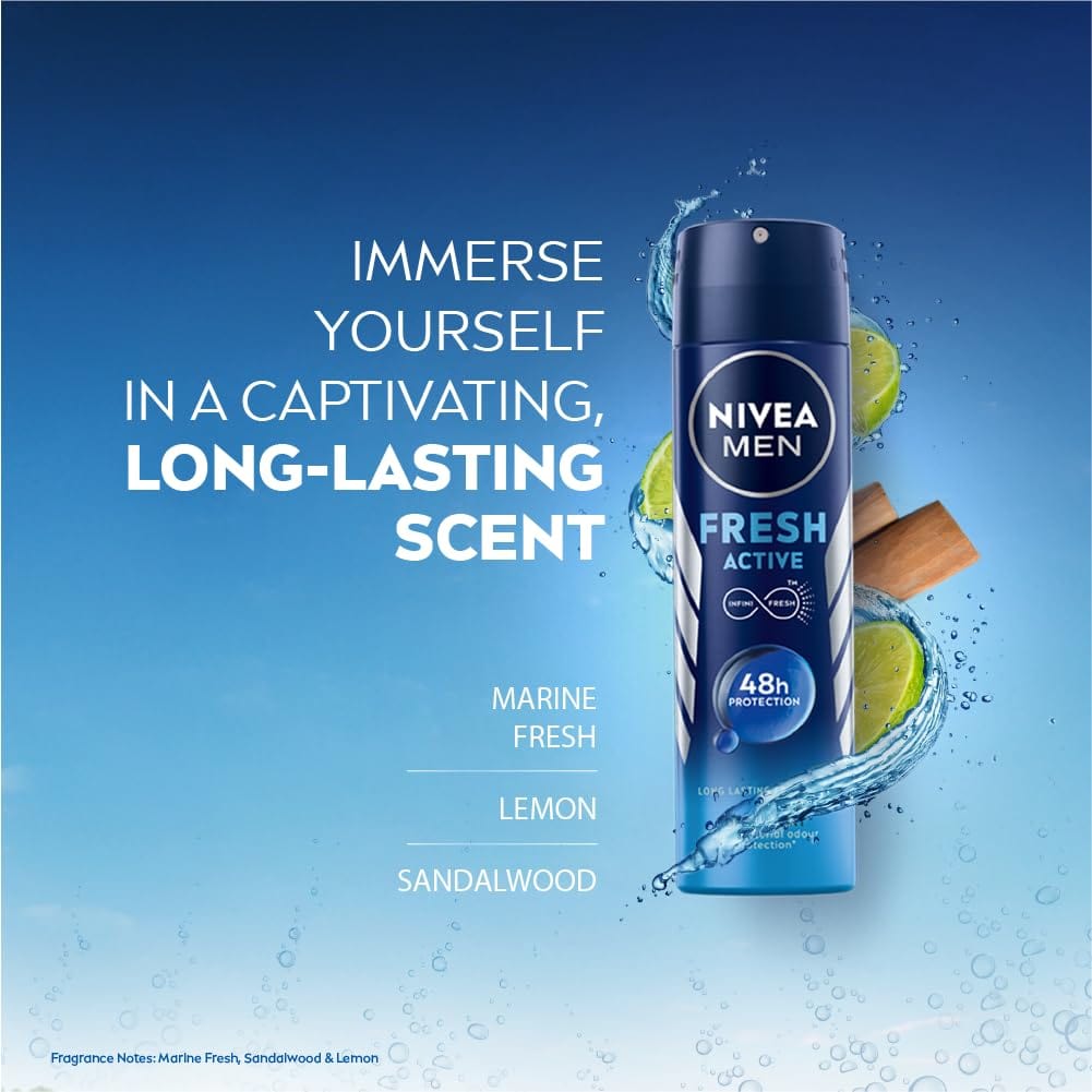 NIVEA MEN Fresh Active Deodorant Onezeros.in