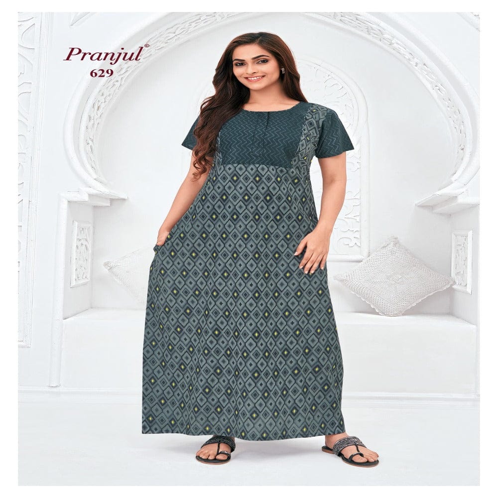 Pranjul Printed Cotton Nighty Sleepwear 629 / L Onezeros.in