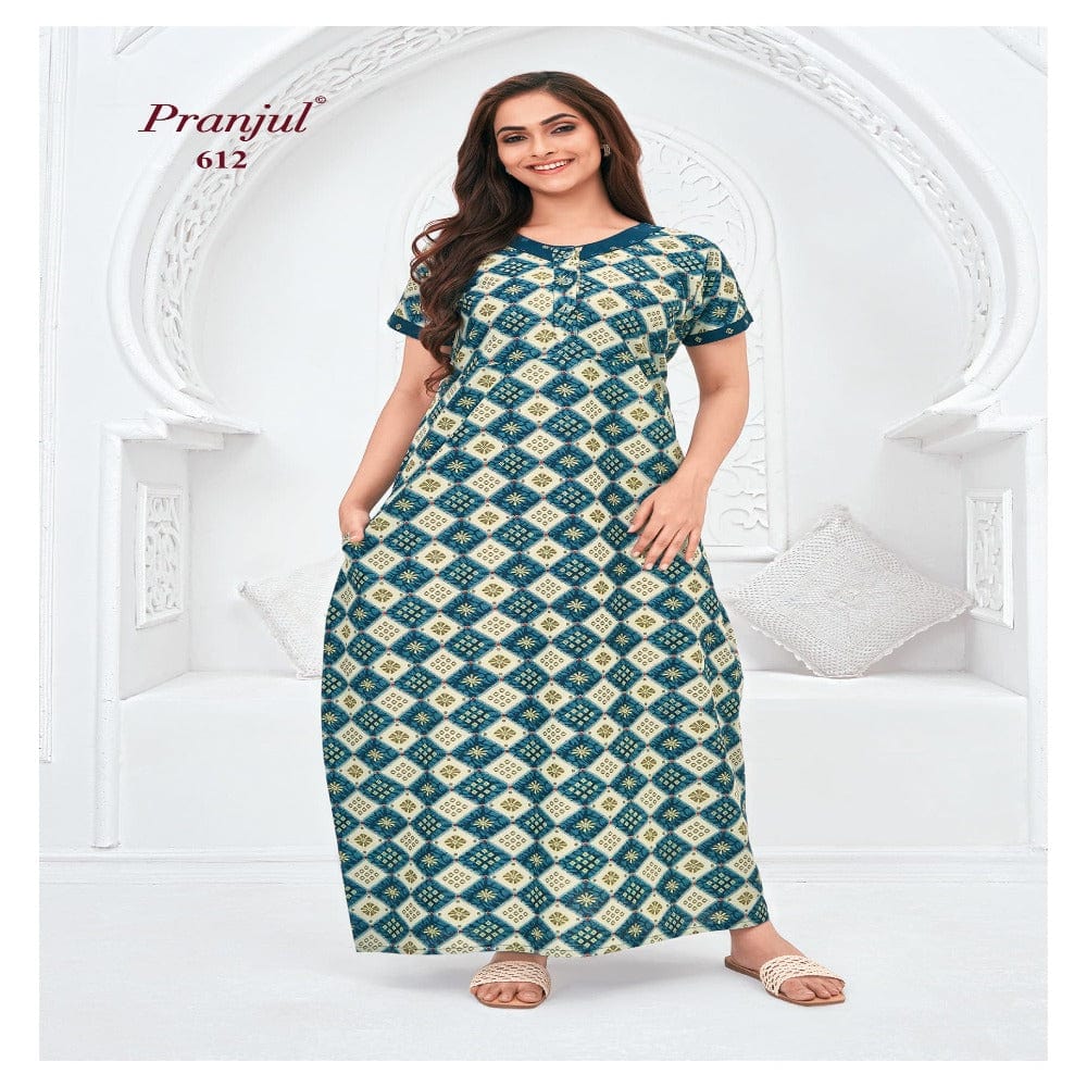 Pranjul Printed Cotton Nighty Sleepwear 612 / L Onezeros.in