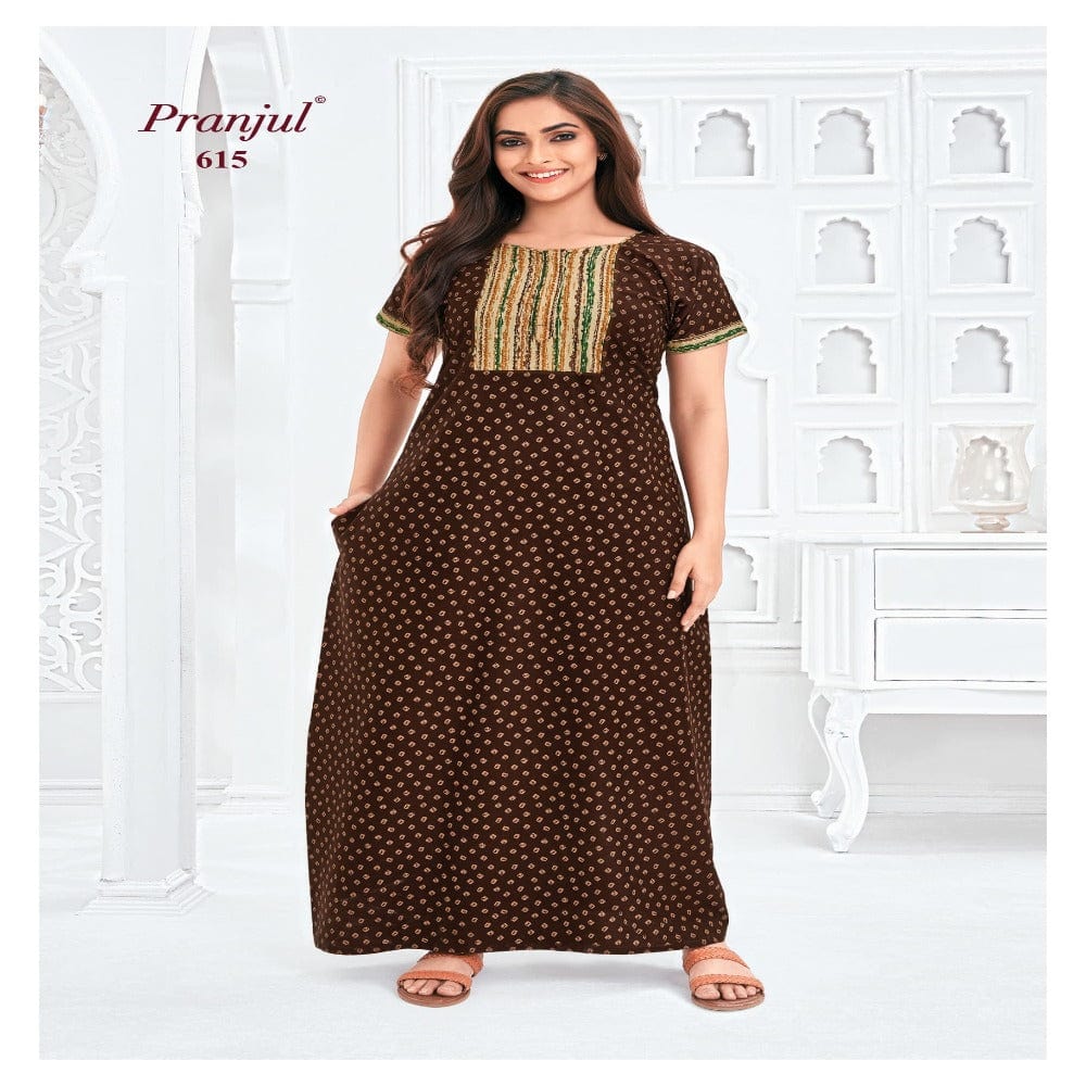 Pranjul Printed Cotton Nighty Sleepwear 615 / L Onezeros.in