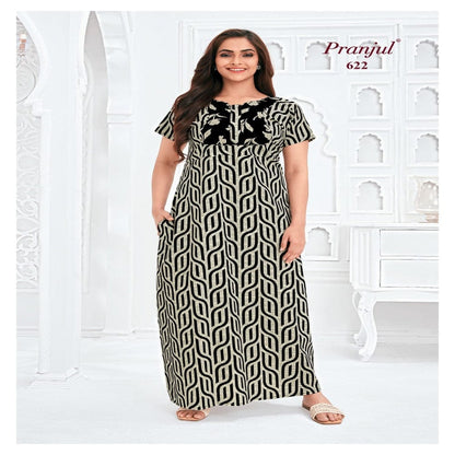 Pranjul Printed Cotton Nighty Sleepwear 622 / L Onezeros.in