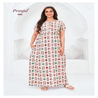 Pranjul Printed Cotton Nighty Sleepwear 606 / L Onezeros.in