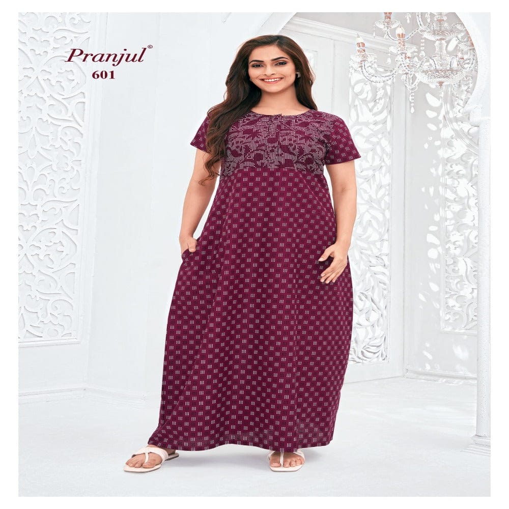 Pranjul Printed Cotton Nighty Sleepwear 601 / L Onezeros.in