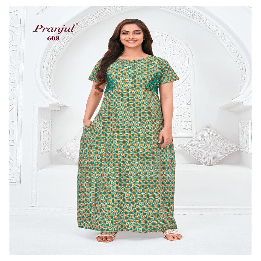 Pranjul Printed Cotton Nighty Sleepwear 608 / L Onezeros.in