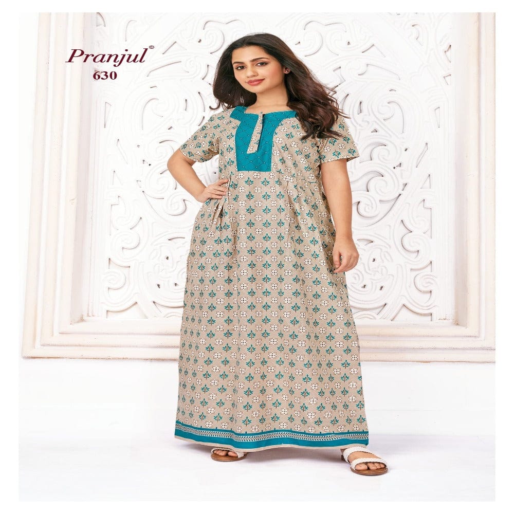 Pranjul Printed Cotton Nighty Sleepwear 630 / L Onezeros.in