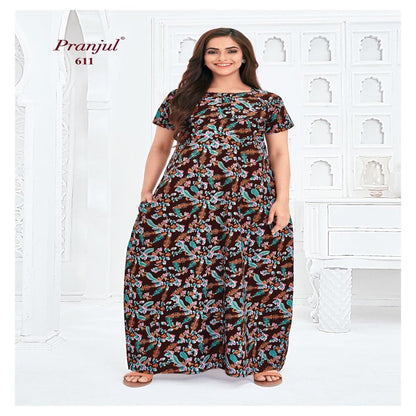 Pranjul Printed Cotton Nighty Sleepwear 611 / L Onezeros.in