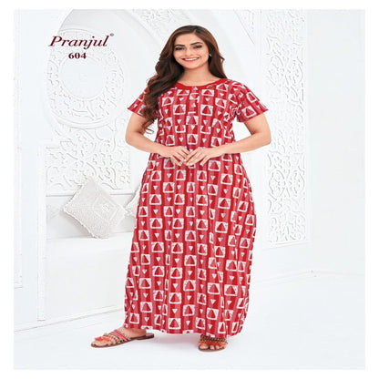 Pranjul Printed Cotton Nighty Sleepwear 604 / L Onezeros.in