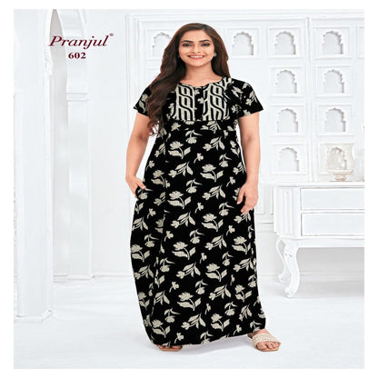 Pranjul Printed Cotton Nighty Sleepwear 602 / L Onezeros.in