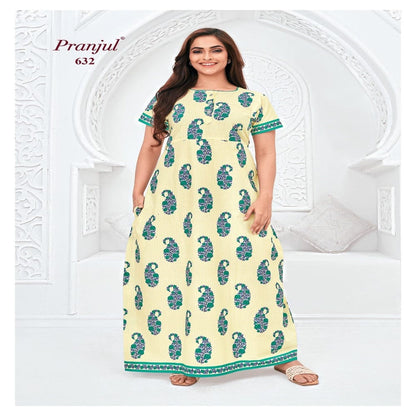 Pranjul Printed Cotton Nighty Sleepwear 632 / L Onezeros.in