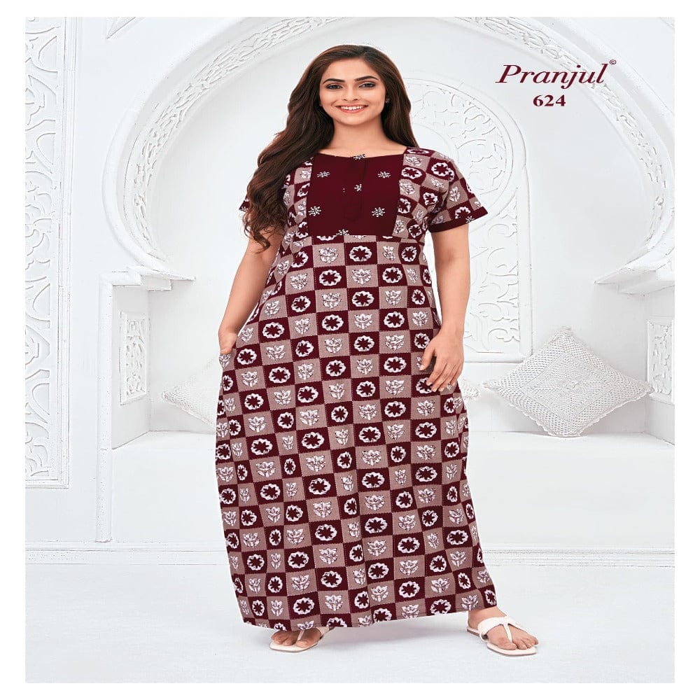 Pranjul Printed Cotton Nighty Sleepwear 624 / L Onezeros.in