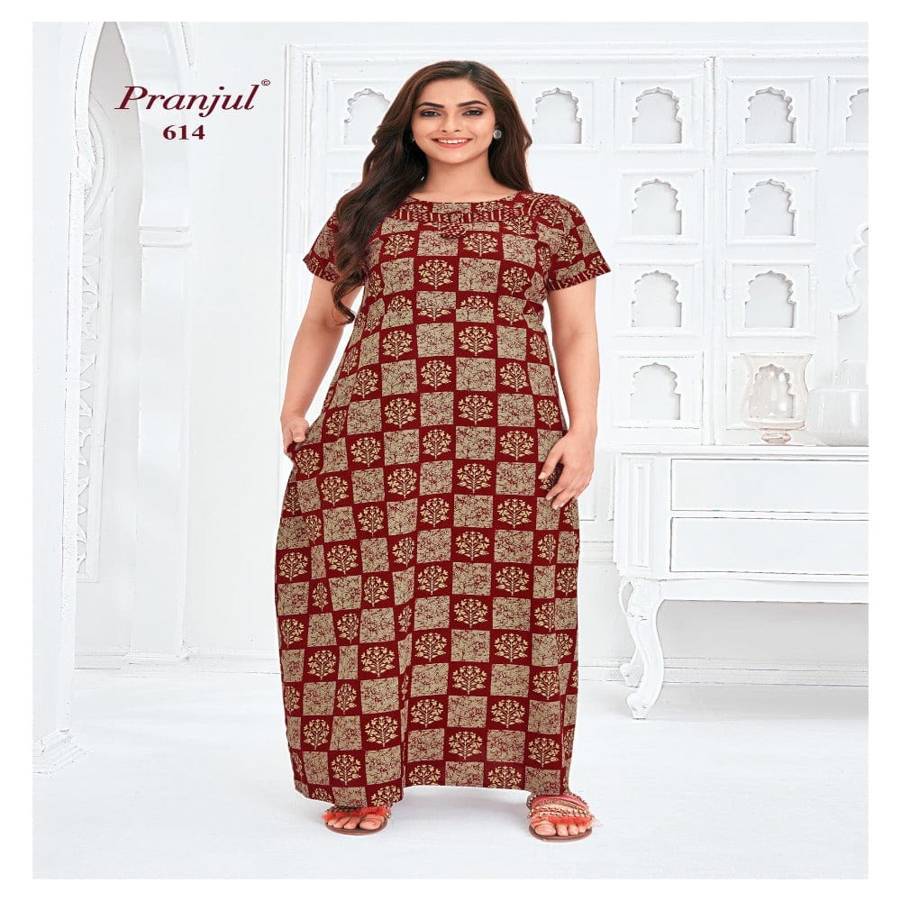 Pranjul Printed Cotton Nighty Sleepwear 614 / L Onezeros.in