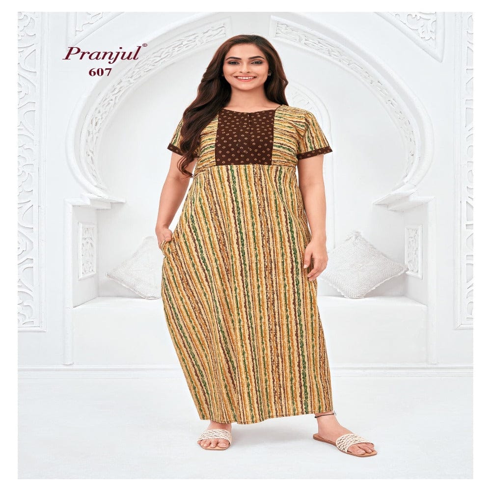 Pranjul Printed Cotton Nighty Sleepwear 607 / L Onezeros.in