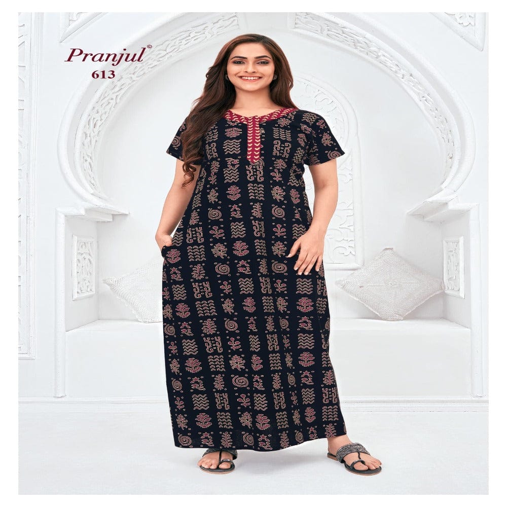 Pranjul Printed Cotton Nighty Sleepwear 613 / L Onezeros.in