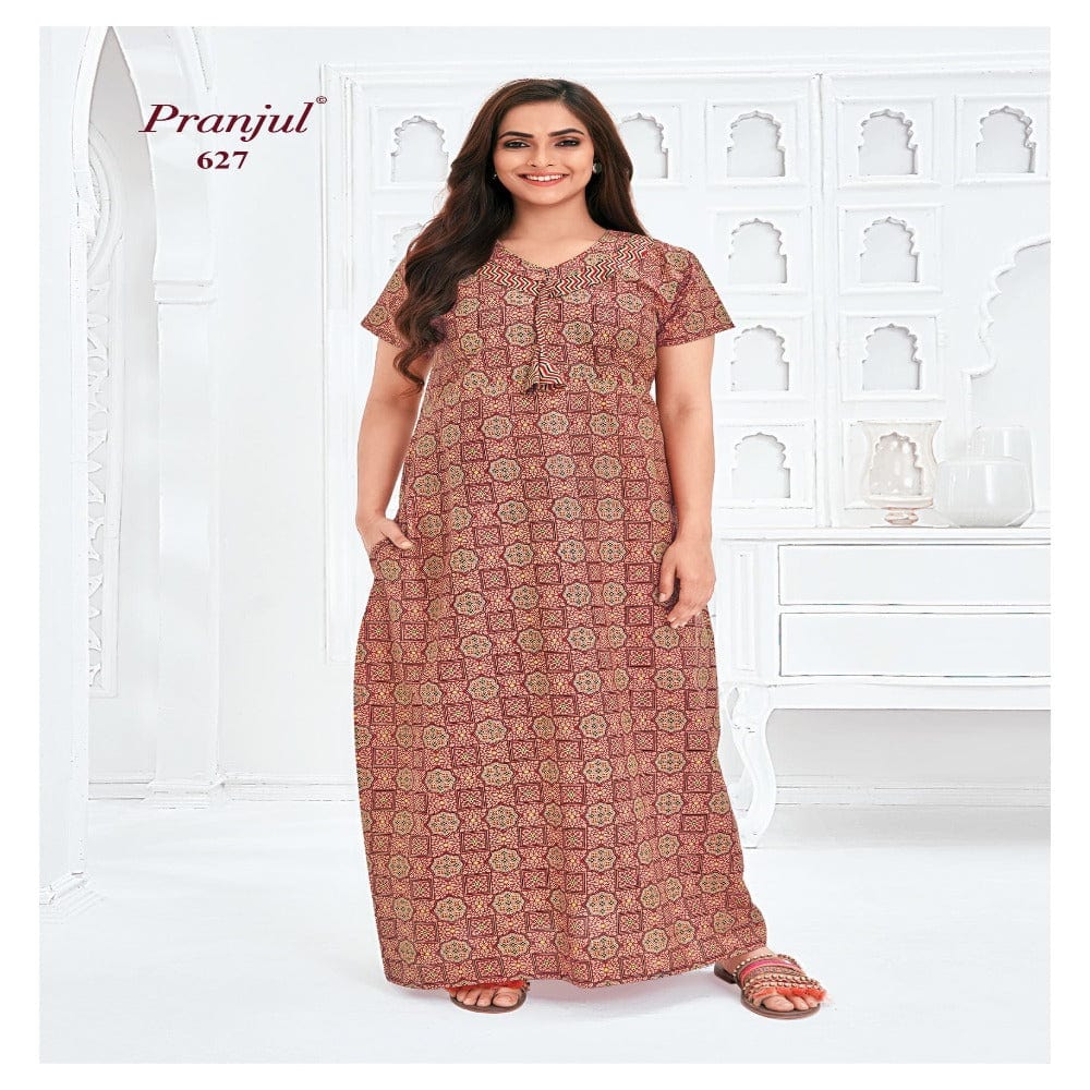 Pranjul Printed Cotton Nighty Sleepwear 627 / L Onezeros.in