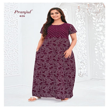 Pranjul Printed Cotton Nighty Sleepwear 616 / L Onezeros.in