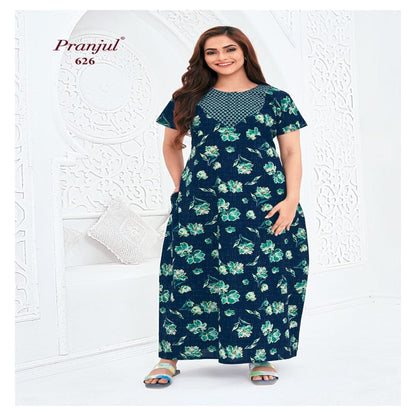 Pranjul Printed Cotton Nighty Sleepwear 626 / L Onezeros.in