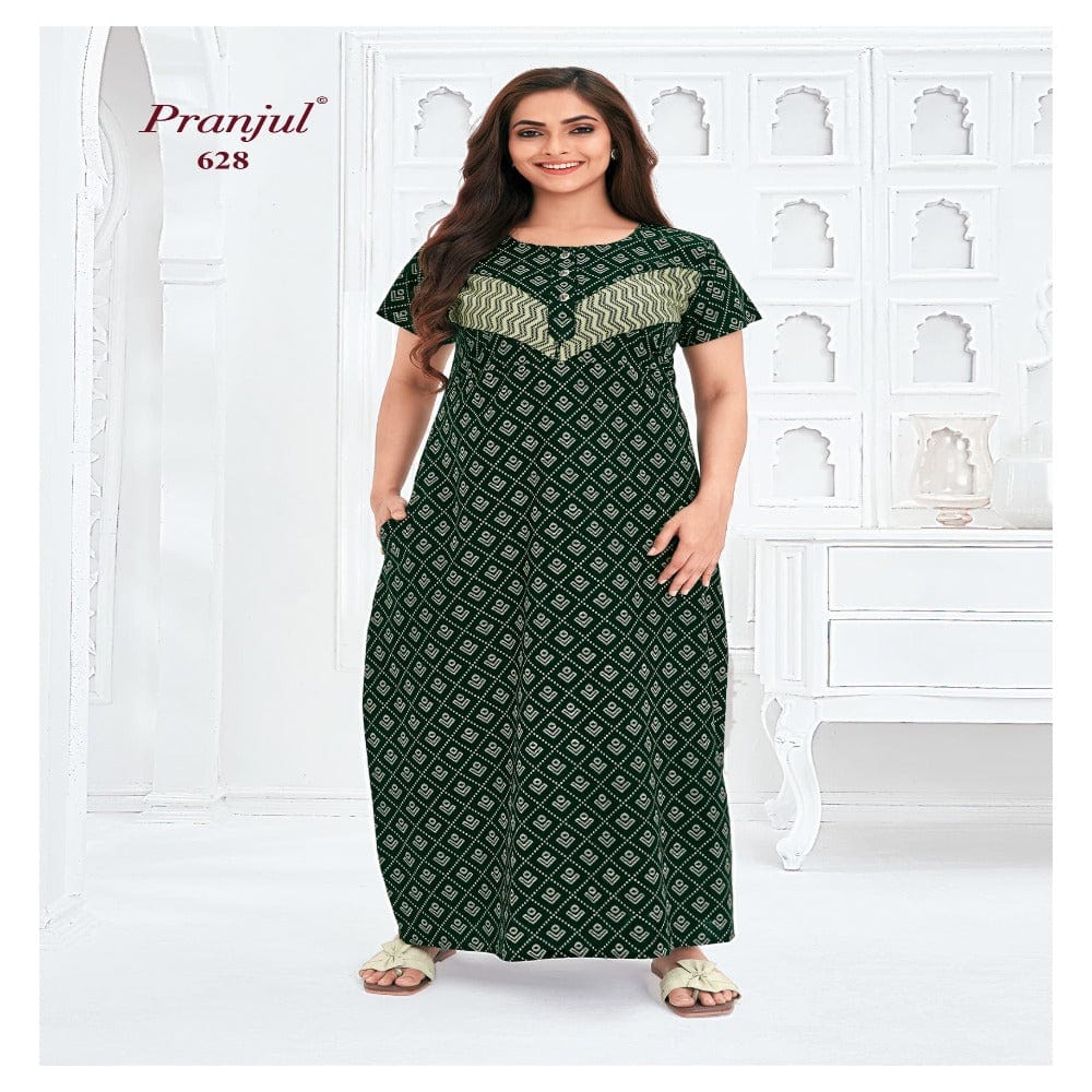 Pranjul Printed Cotton Nighty Sleepwear 628 / L Onezeros.in