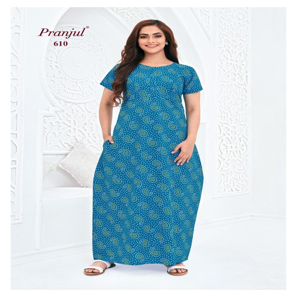 Pranjul Printed Cotton Nighty Sleepwear 610 / L Onezeros.in