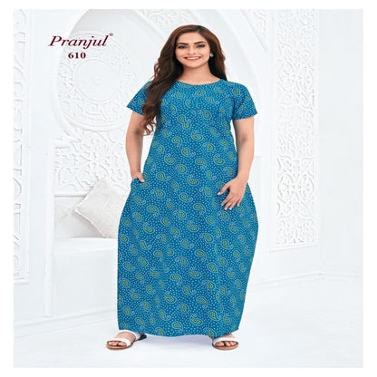 Pranjul Printed Cotton Nighty Sleepwear 610 / L Onezeros.in