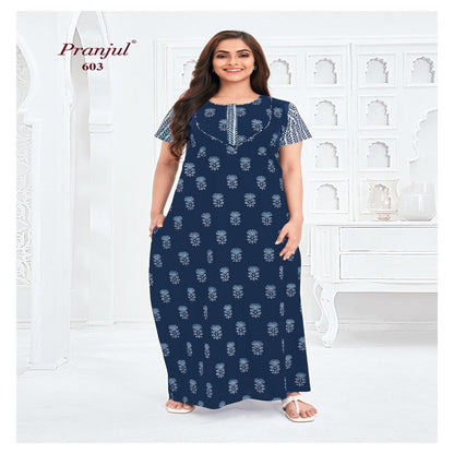 Pranjul Printed Cotton Nighty Sleepwear 603 / L Onezeros.in