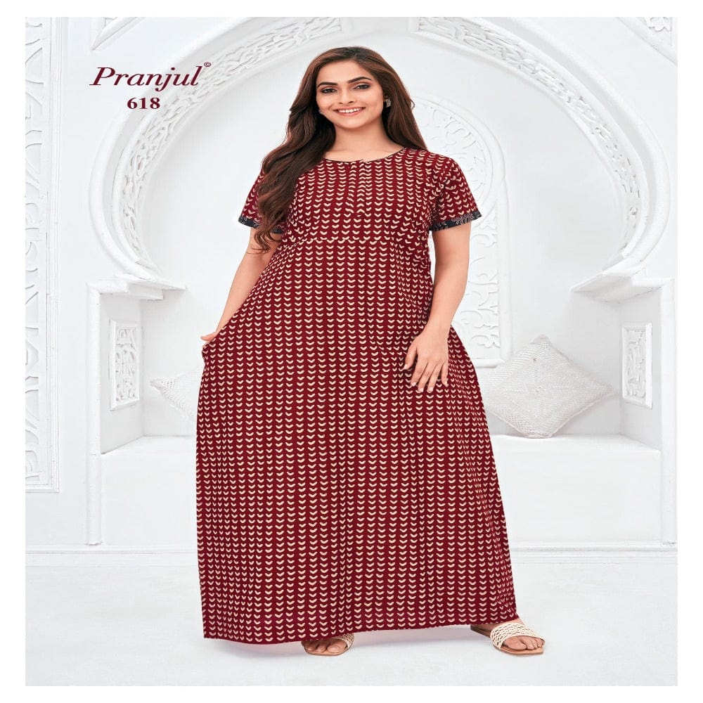 Pranjul Printed Cotton Nighty Sleepwear 618 / L Onezeros.in