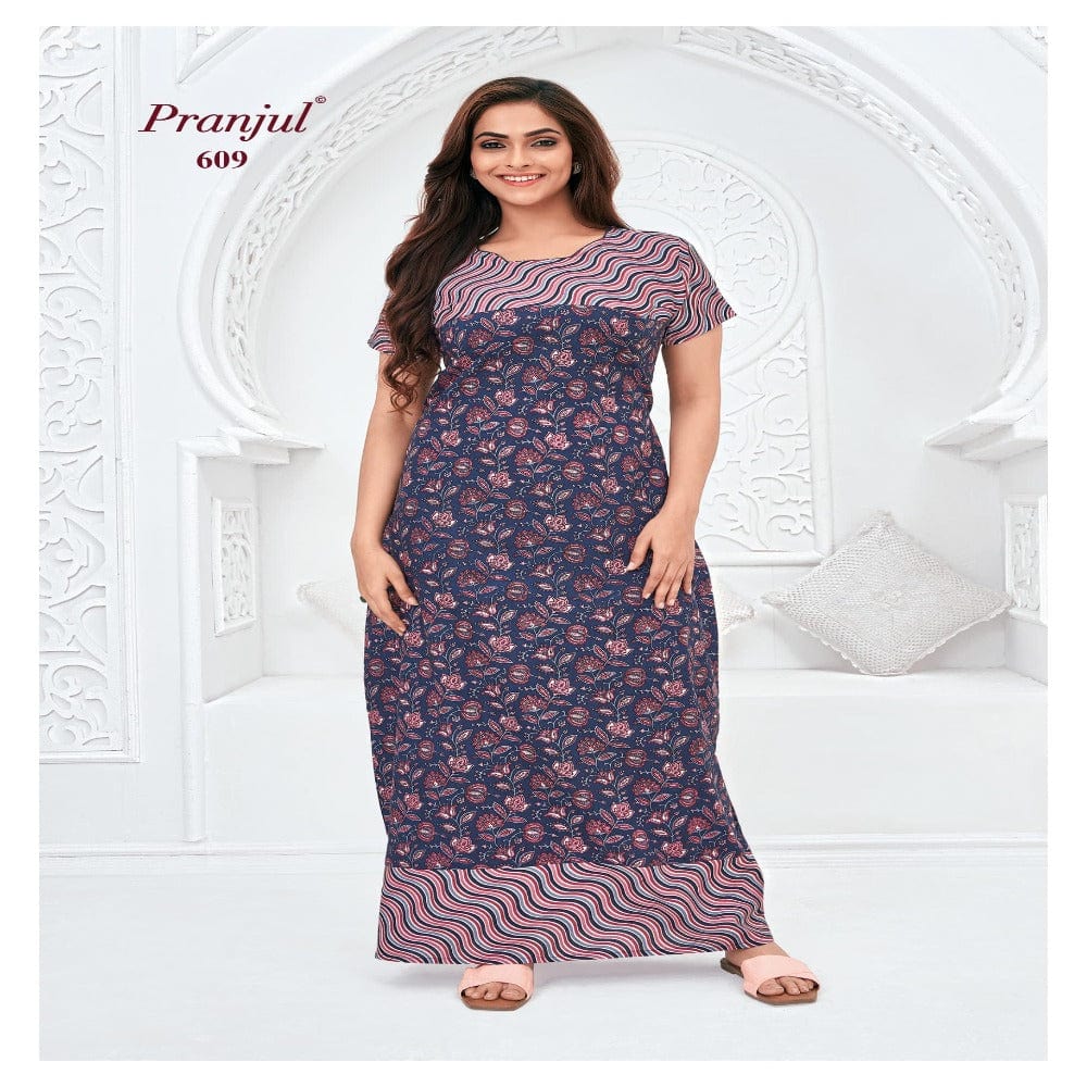 Pranjul Printed Cotton Nighty Sleepwear 609 / L Onezeros.in