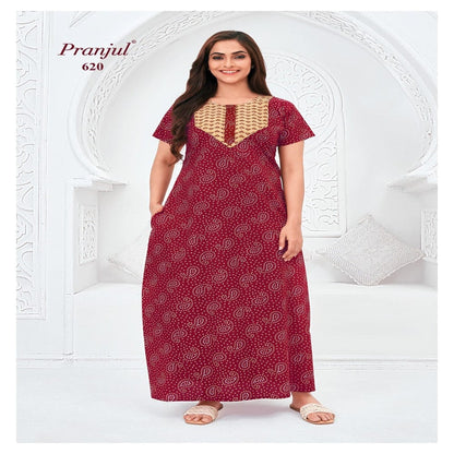 Pranjul Printed Cotton Nighty Sleepwear 620 / L Onezeros.in