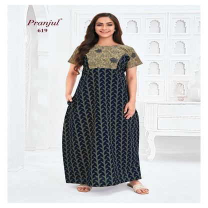 Pranjul Printed Cotton Nighty Sleepwear 619 / L Onezeros.in