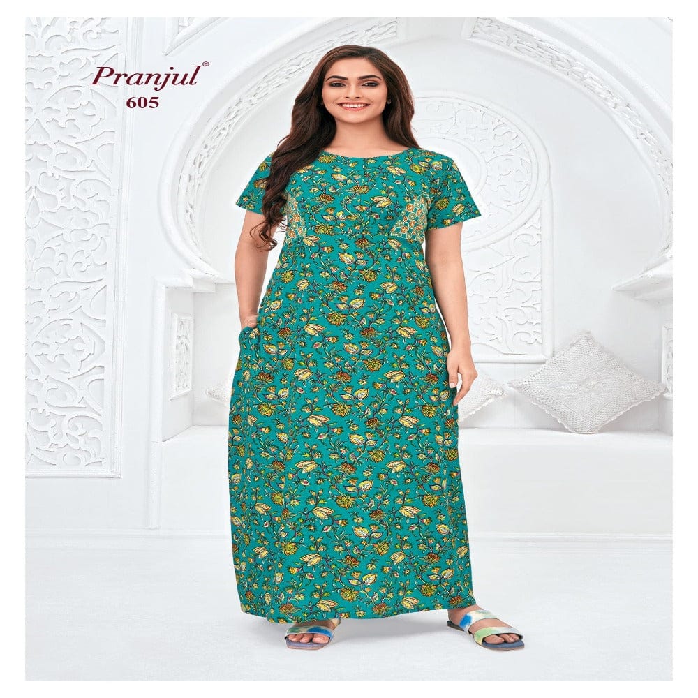 Pranjul Printed Cotton Nighty Sleepwear 605 / L Onezeros.in