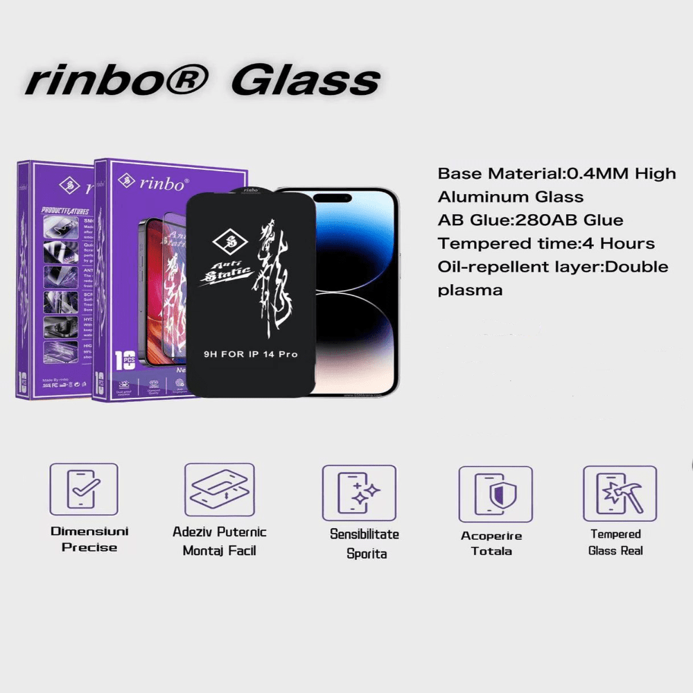 Rinbo Anti Static Tempered Glass For OPPO A78 5G (Pack of 10) Pack of 10 Onezeros.in