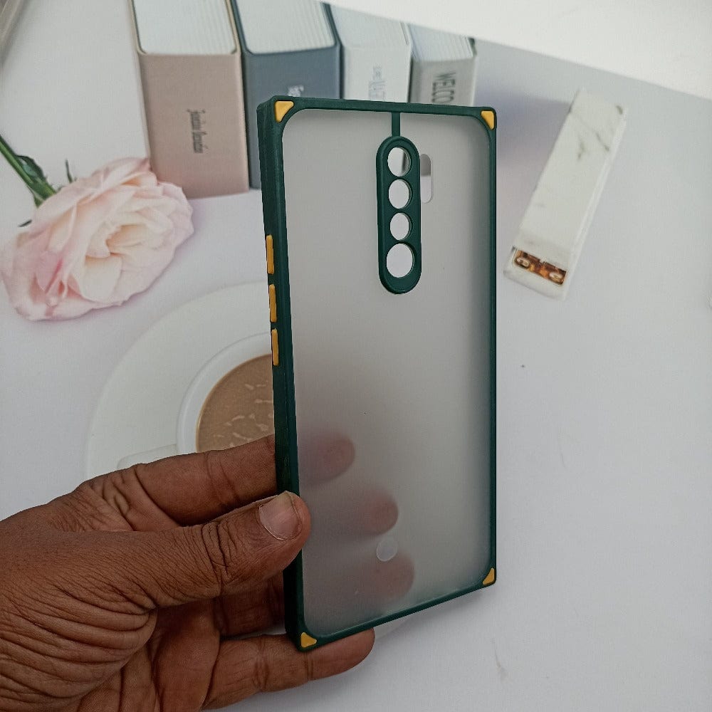 Square Smoke Case for Redmi 9 Prime Mobile Back Cover Green Onezeros.in