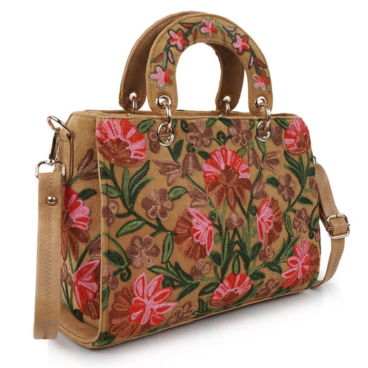 Synthetic Leather Embroidery Shoulder Crossbody Handbag Onezeros.in