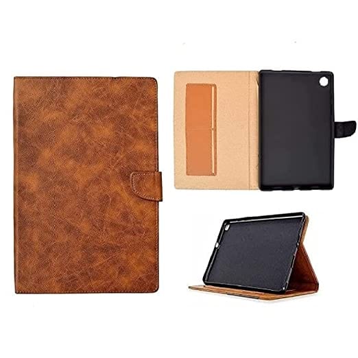 Synthetic Leather Tab Flip Cover for Samsung Galaxy A8 Tab Case Brown Onezeros.in