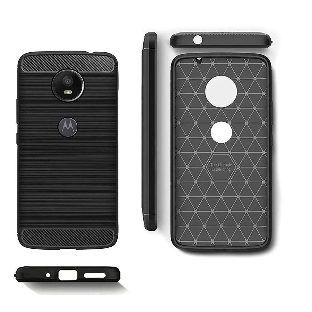 Thin Carbon Fiber Phone Case for Moto E4 Plus Back Cover Black Onezeros.in