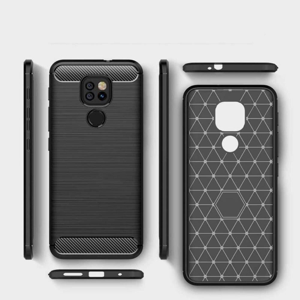 Thin Carbon Fiber Phone Case for Moto E7 Plus Back Cover Black Onezeros.in